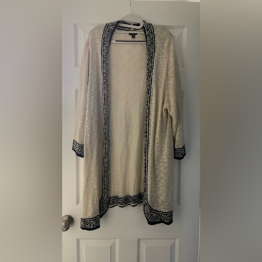 Torrid Cream and Black Open Front Sweater